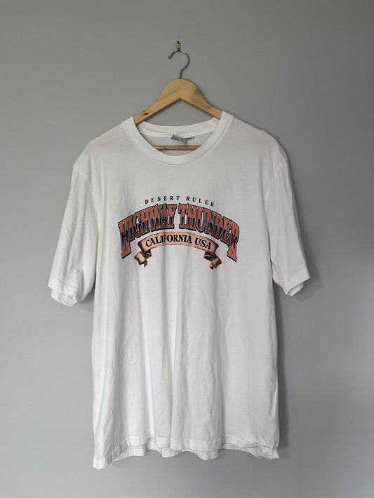 White 'Highway Thunder' Graphic Tee - XXL