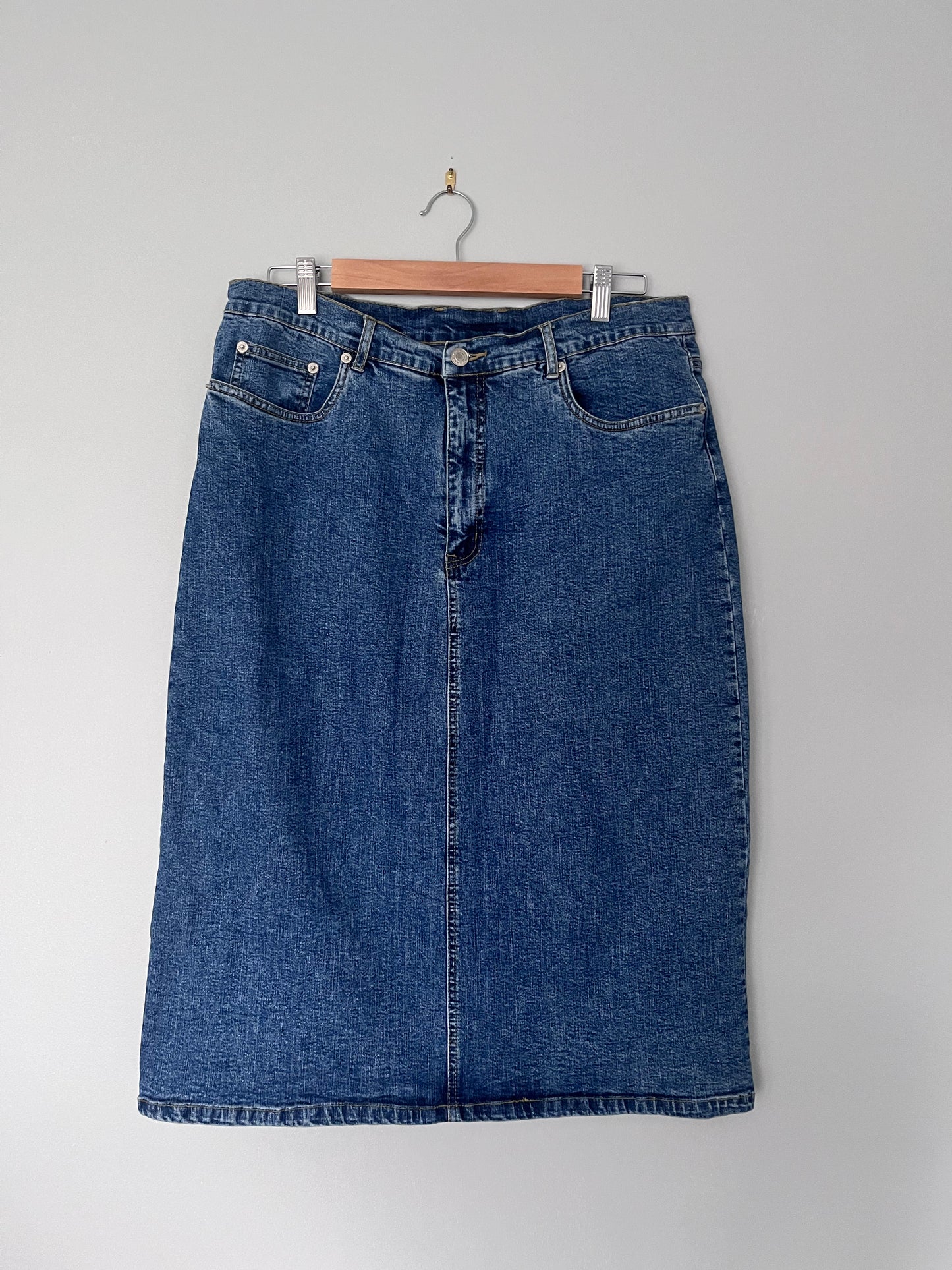 Dark Blue Long Denim Skirt - Size 16