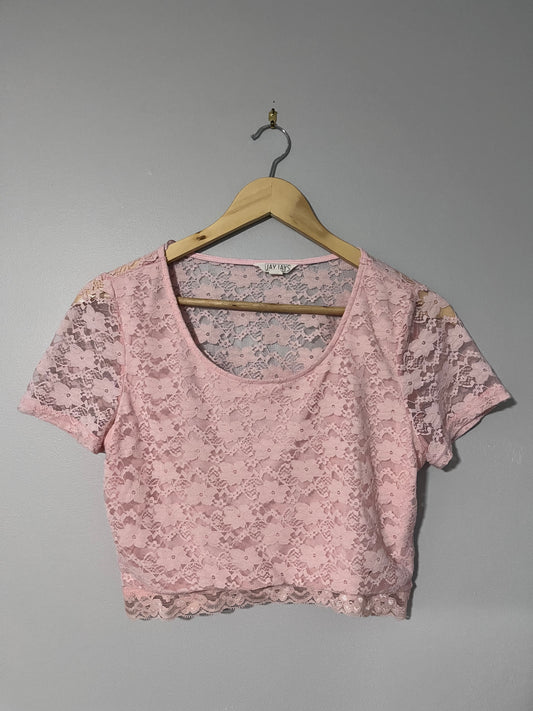 Pink Lacy Crop - Size M