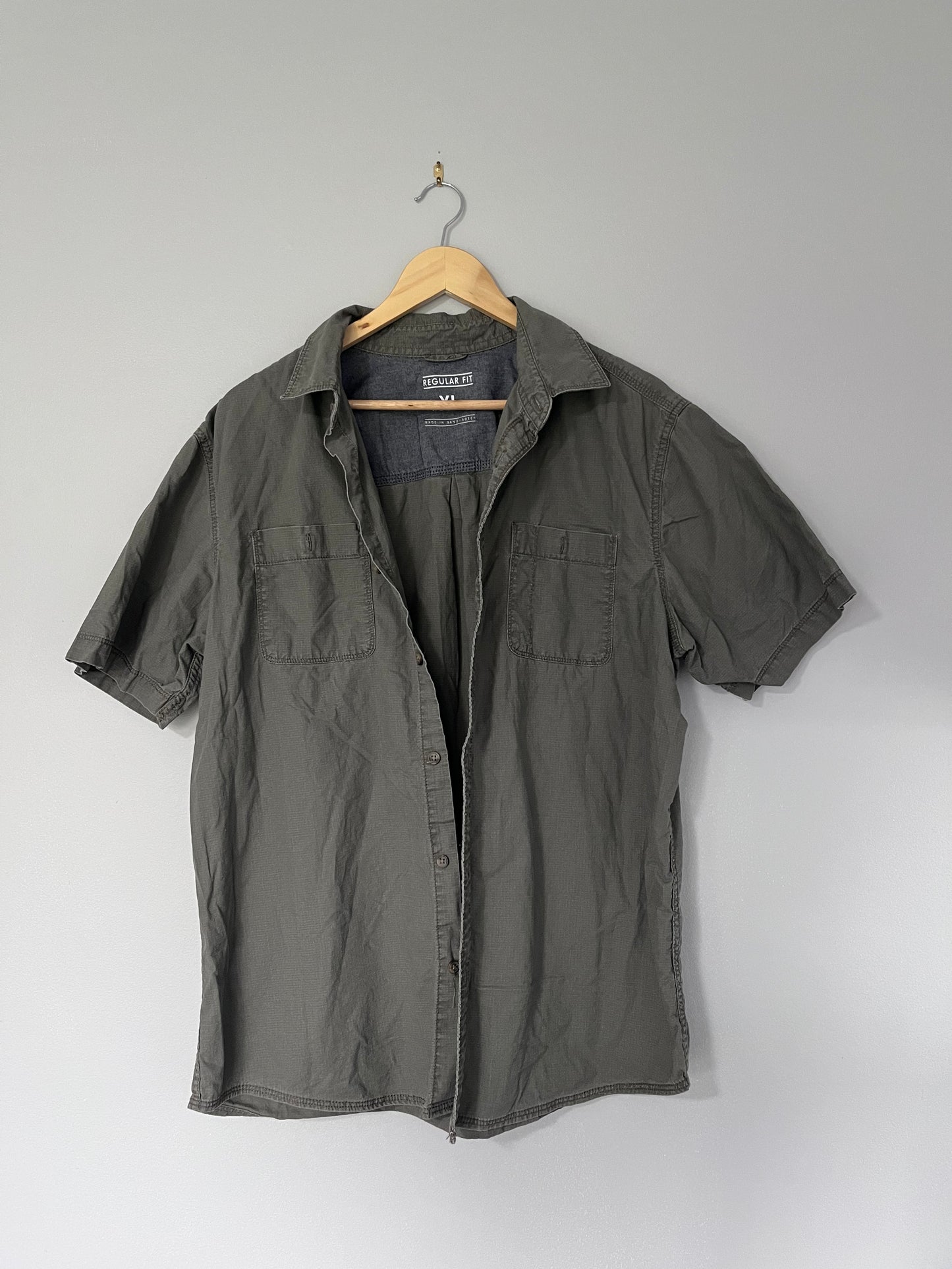 Olive Green Cargo Short Sleeve Shirt - XL