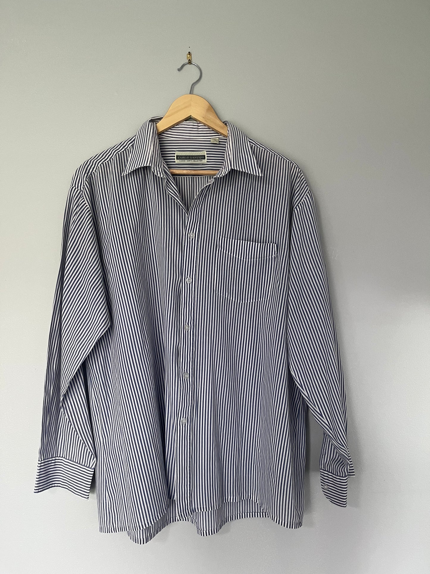 Carlo Santini Blue Striped Shirt - 43